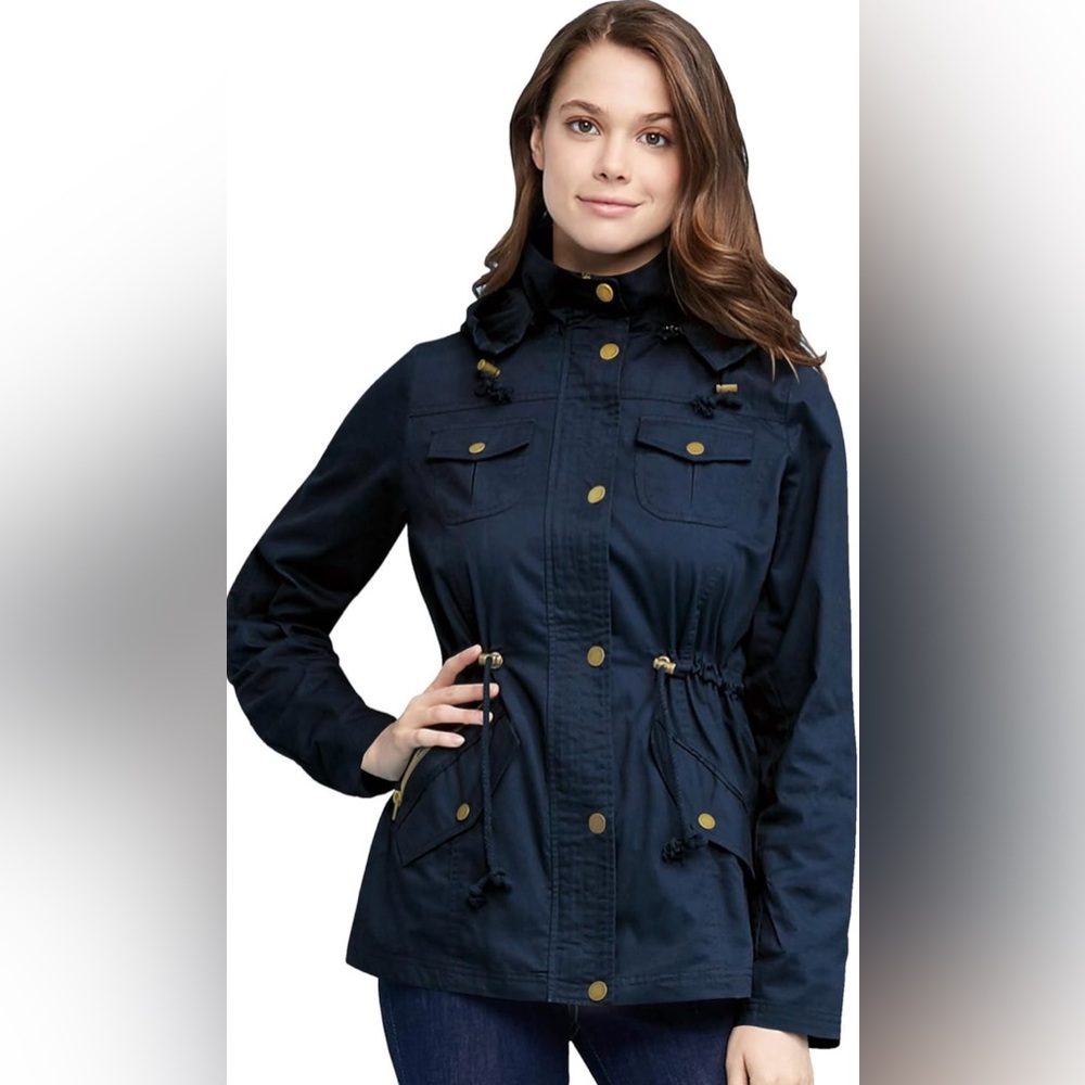 Casual Military Jacket Safari Utility Lightweight Detachable Hoodie - Picture 4 of 6